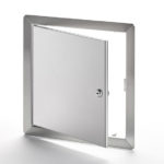 AHD-SS-10- Flush Universal Stainless Steel Access Door with Exposed Flange. Key-operated cylinder cam latch. Pin hinge.