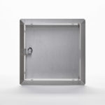 AHD-SS-10- Flush Universal Stainless Steel Access Door with Exposed Flange. Key-operated cylinder cam latch. Pin hinge. 1