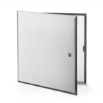 CTR-SS-10- Flush Universal Stainless Steel Access Door with Hidden Flange. Key-operated cylinder cam latch. Pantograph hinge