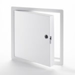 PFI-HS-85C- Fire-Rated Insulated Access Door for High Security with Exposed Flange. Mortise slam latch with cylinder. Piano hinge.