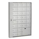 HR-1000-LP-C- Recessed front-loading horizontal mailboxes with a parcel compartment. For indoor use. Locking panel, meet or exceed Canada Post standards