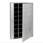 Recessed front-loading horizontal mailboxes with a parcel compartment