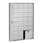 Recessed front-loading horizontal mailboxes with a parcel compartment